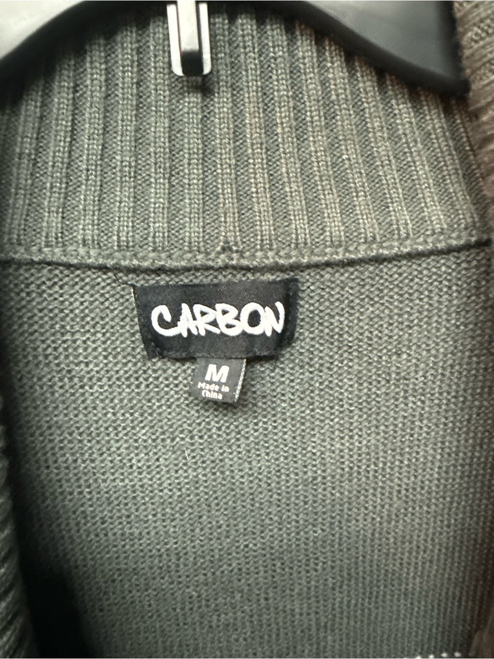 Carbon Shawl Collar Cardigan Sweater - Charcoal with Burgundy Stripe - Picture 3 of 5